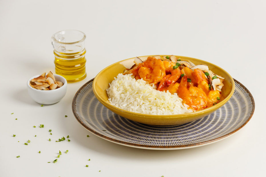 Arroz com Camarão ao Curry e Coco