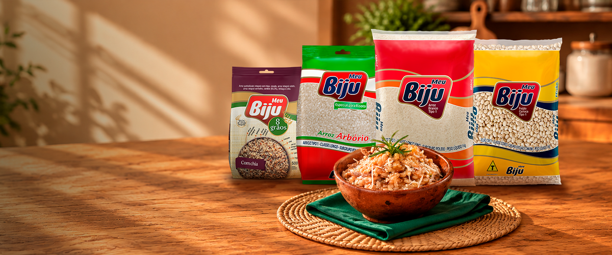 Linha Meu Biju de arroz e feijão
