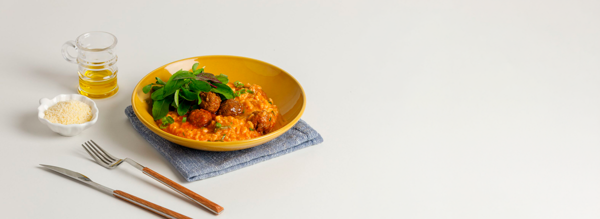 Risoto à Parmigiana com Mini Almôndegas