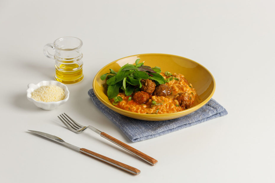 Risoto à Parmigiana com Mini Almôndegas