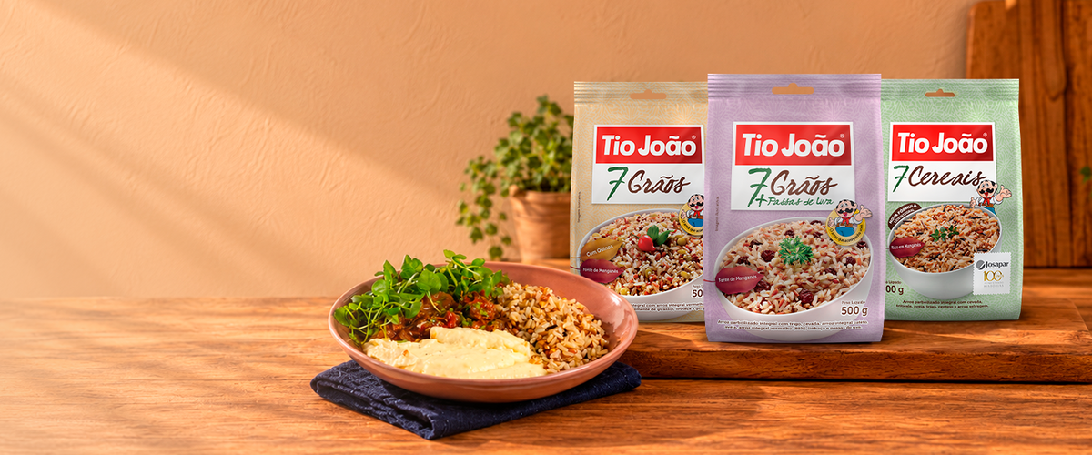 Linha Tio João 7 Grãos com prato servido